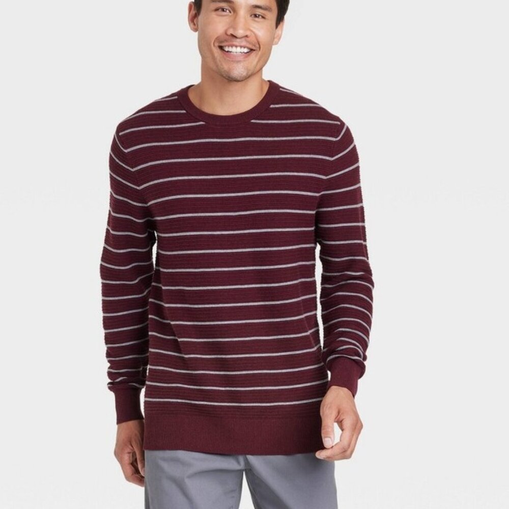 Goodfellow Men’s Striped Crewneck Pullover Sweater | Size L | NWT | 100%…